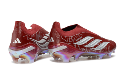 Adidas Predator 26 Elite Laceless FG Firm Ground Soccer Cleats - Red/Crimson Blaze/Metallic White