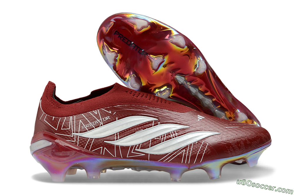 Adidas Predator 26 Elite Laceless FG Firm Ground Soccer Cleats - Red/Crimson Blaze/Metallic White 1