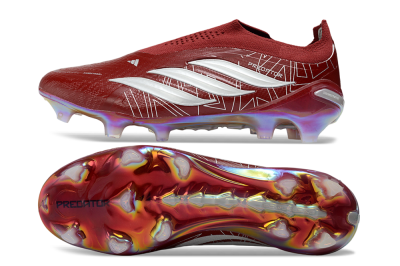 Adidas Predator 26 Elite Laceless FG Firm Ground Soccer Cleats - Red/Crimson Blaze/Metallic White