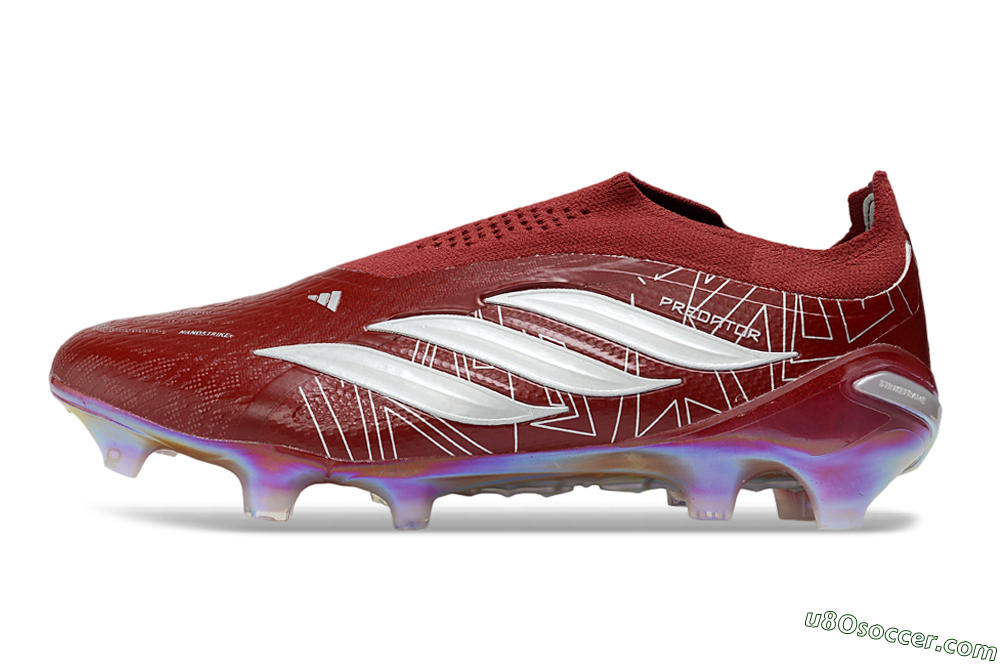Adidas Predator 26 Elite Laceless FG Firm Ground Soccer Cleats - Red/Crimson Blaze/Metallic White 2