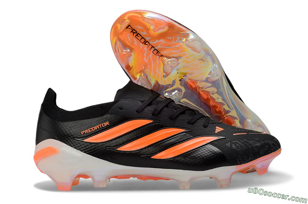 Adidas Predator 26 Elite FG Firm Ground Soccer Cleats - Black/Neon Orange/Frosted White 1