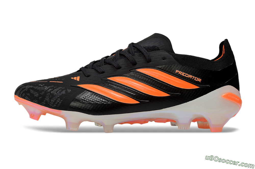 Adidas Predator 26 Elite FG Firm Ground Soccer Cleats - Black/Neon Orange/Frosted White 2