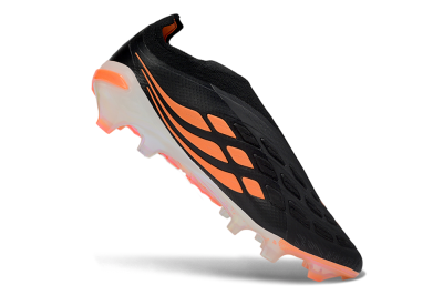 Adidas Predator 26 Elite Laceless FG Firm Ground Soccer Cleats - Black/Vibrant Orange/Glossy White