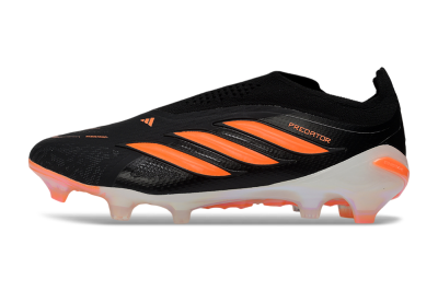 Adidas Predator 26 Elite Laceless FG Firm Ground Soccer Cleats - Black/Vibrant Orange/Glossy White