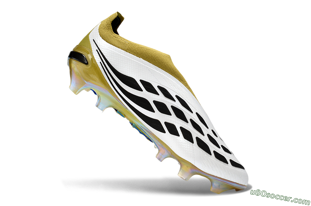 Adidas Predator 26 Elite Laceless FG Firm Ground Soccer Cleats - White/Gold/Titanium 4