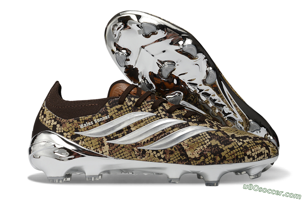 Adidas Predator 26 Elite FG Firm Ground Soccer Cleats - Brown/Metallic Silver/Tan Camo 1
