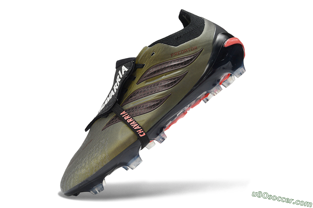 Adidas Predator 26 Elite Fold-Over Tongue FG Firm Ground Soccer Cleats - Olive/Crimson Red/Deep Black 5