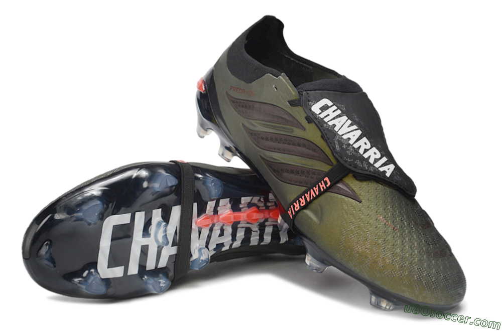 Adidas Predator 26 Elite Fold-Over Tongue FG Firm Ground Soccer Cleats - Olive/Crimson Red/Deep Black 3