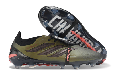 Adidas Predator 26 Elite Fold-Over Tongue FG Firm Ground Soccer Cleats - Olive/Crimson Red/Deep Black
