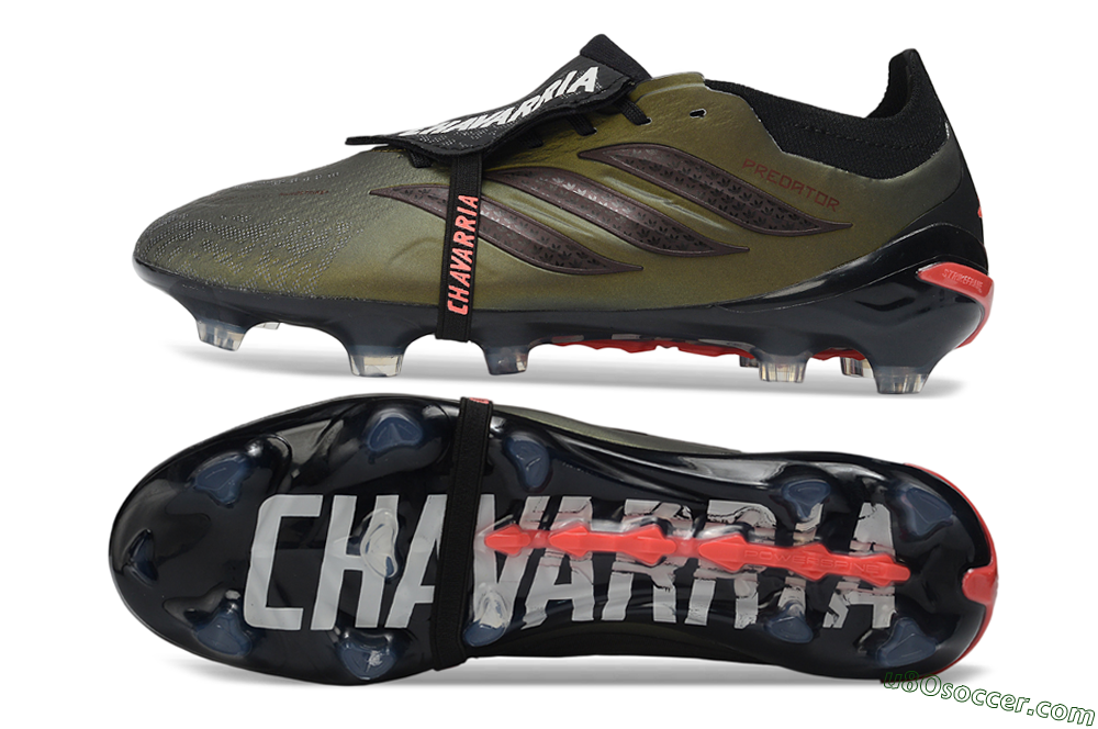Adidas Predator 26 Elite Fold-Over Tongue FG Firm Ground Soccer Cleats - Olive/Crimson Red/Deep Black 0