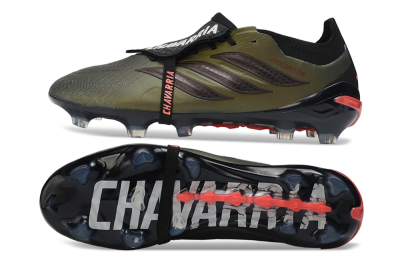 Adidas Predator 26 Elite Fold-Over Tongue FG Firm Ground Soccer Cleats - Olive/Crimson Red/Deep Black