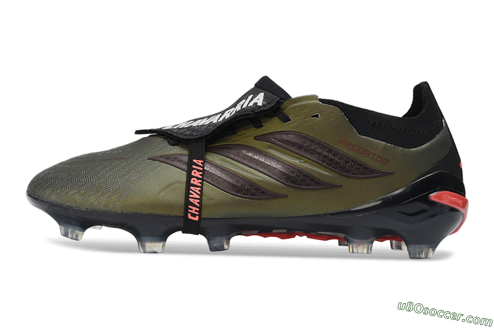 Adidas Predator 26 Elite Fold-Over Tongue FG Firm Ground Soccer Cleats - Olive/Crimson Red/Deep Black 2