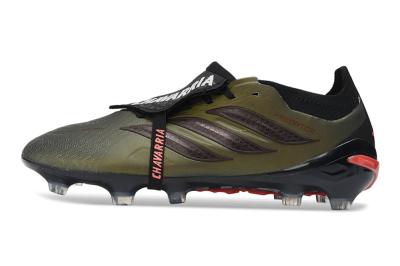 Adidas Predator 26 Elite Fold-Over Tongue FG Firm Ground Soccer Cleats - Olive/Crimson Red/Deep Black