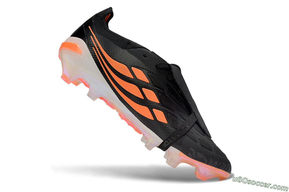 Adidas Predator 26 Elite Fold-Over Tongue FG Firm Ground Soccer Cleats - Black/Vibrant Orange/Neon White 4