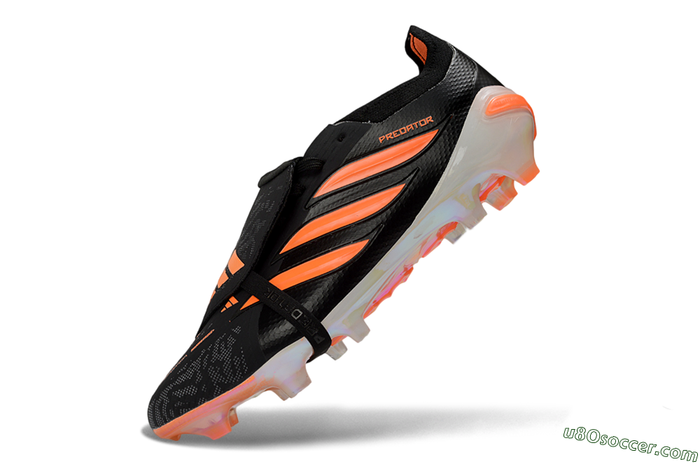 Adidas Predator 26 Elite Fold-Over Tongue FG Firm Ground Soccer Cleats - Black/Vibrant Orange/Neon White 5