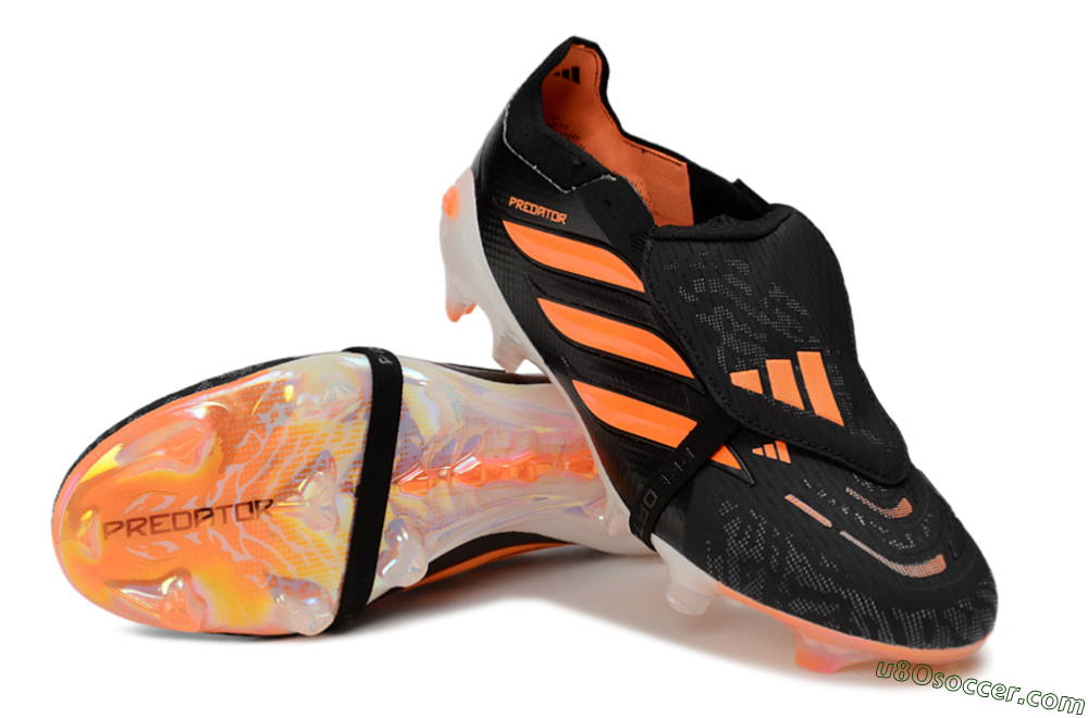 Adidas Predator 26 Elite Fold-Over Tongue FG Firm Ground Soccer Cleats - Black/Vibrant Orange/Neon White 3