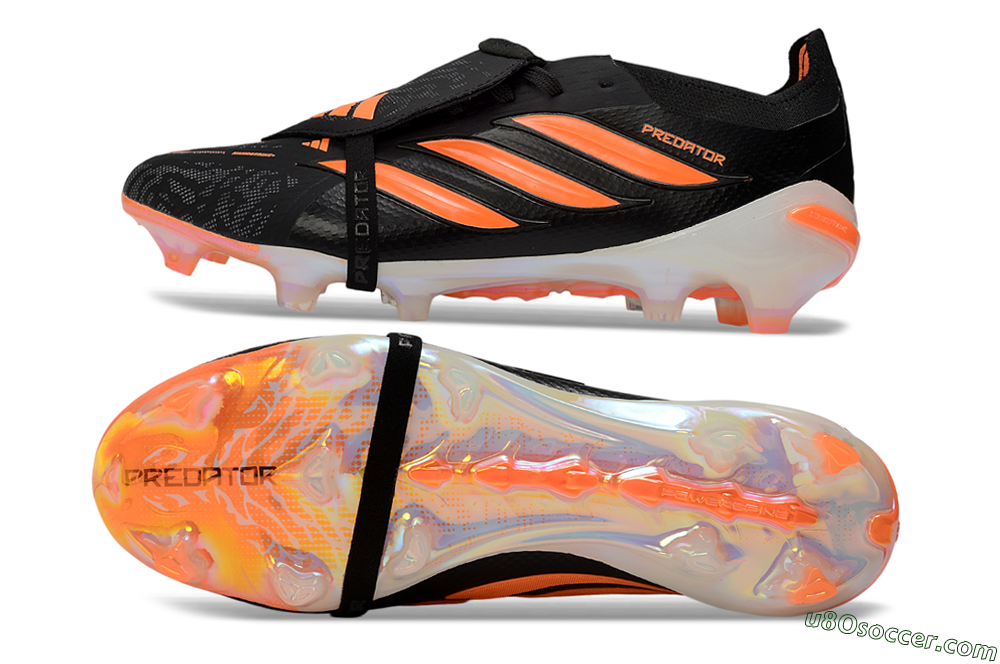 Adidas Predator 26 Elite Fold-Over Tongue FG Firm Ground Soccer Cleats - Black/Vibrant Orange/Neon White 0