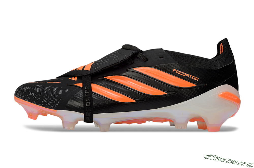 Adidas Predator 26 Elite Fold-Over Tongue FG Firm Ground Soccer Cleats - Black/Vibrant Orange/Neon White 2