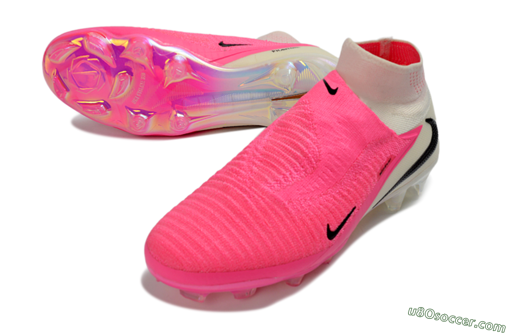 Nike Phantom 6 Elite High FG Firm Ground Soccer Cleats - Pink/Neon Pink/White 3