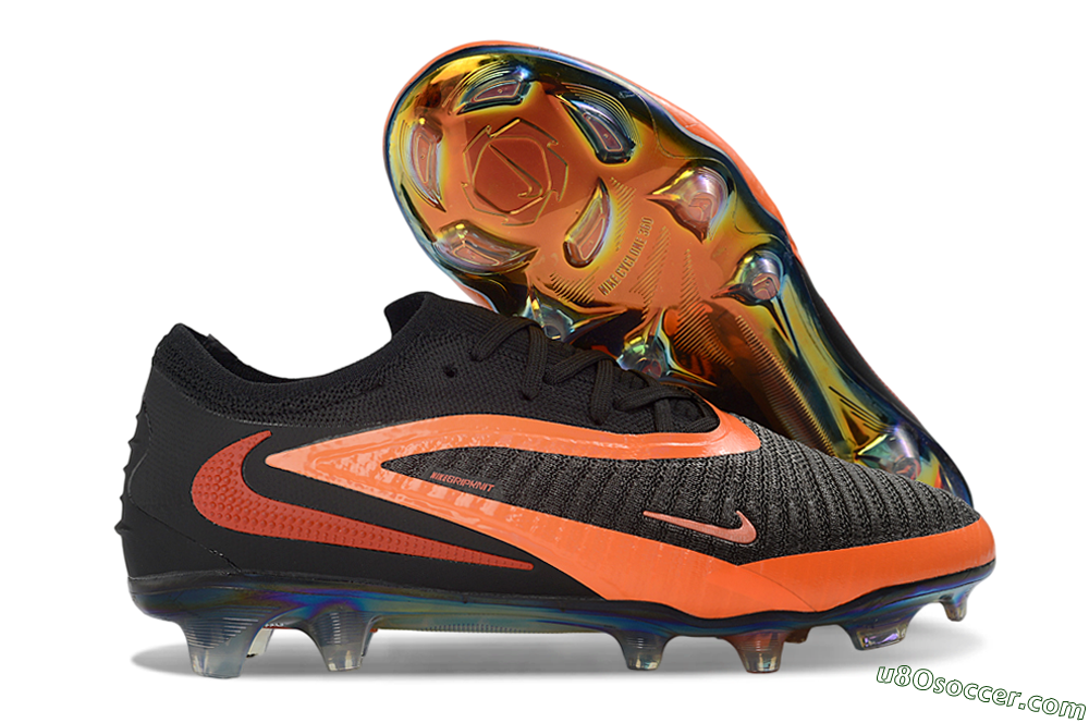 Nike Phantom 6 Elite Low FG Firm Ground Soccer Cleats - Black/Vibrant Orange/Infrared 1