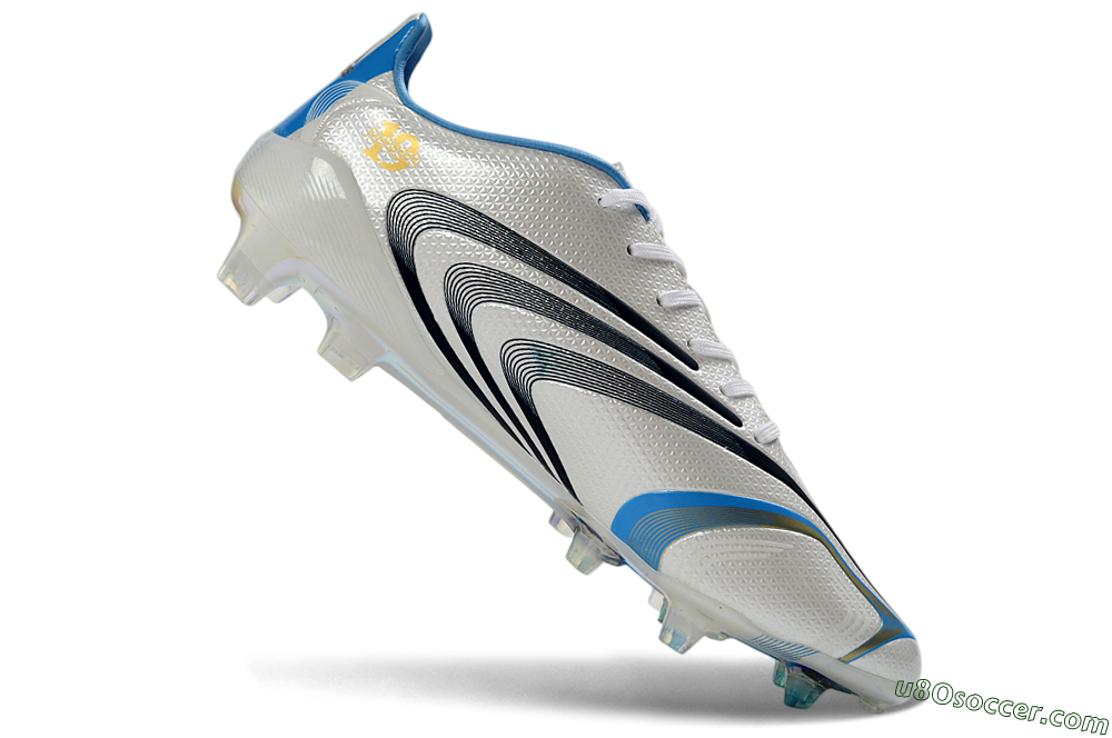 Adidas F50 Tunit Elite FG Firm Ground Soccer Cleats - White/Sky Blue/Black 4