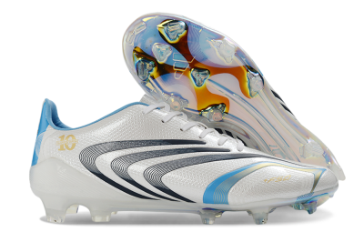 Adidas F50 Tunit Elite FG Firm Ground Soccer Cleats - White/Sky Blue/Black