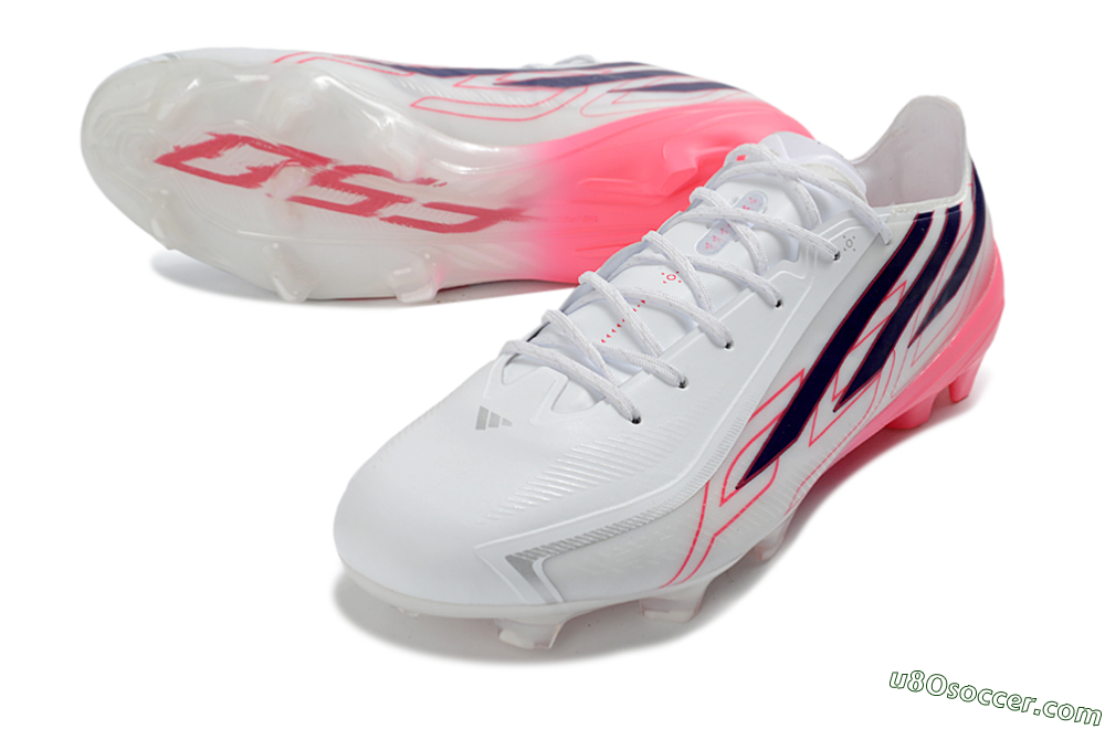 Adidas F50 Hyperfast 2026 World Cup FG Firm Ground Soccer Cleats - White/Vibrant Pink/Deep Navy 3