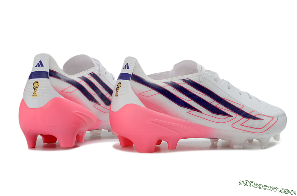Adidas F50 Hyperfast 2026 World Cup FG Firm Ground Soccer Cleats - White/Vibrant Pink/Deep Navy 6