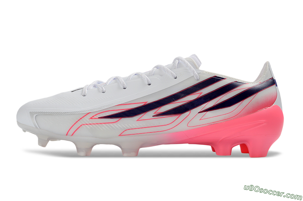 Adidas F50 Hyperfast 2026 World Cup FG Firm Ground Soccer Cleats - White/Vibrant Pink/Deep Navy 2