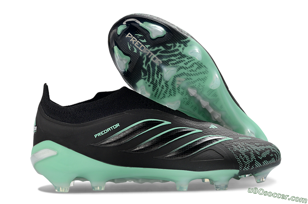 Adidas Predator 26 Elite Laceless FG Firm Ground Soccer Cleats - Black/Aqua Mist/Onyx Black 1