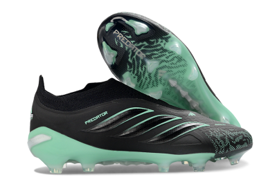 Adidas Predator 26 Elite Laceless FG Firm Ground Soccer Cleats - Black/Aqua Mist/Onyx Black