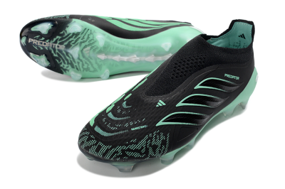 Adidas Predator 26 Elite Laceless FG Firm Ground Soccer Cleats - Black/Aqua Mist/Onyx Black
