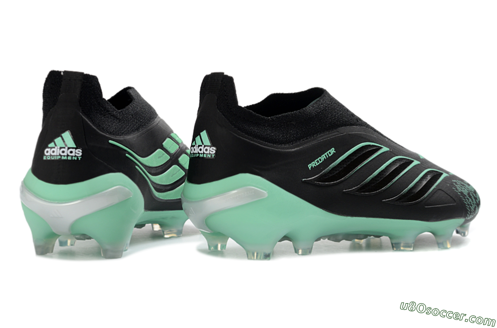 Adidas Predator 26 Elite Laceless FG Firm Ground Soccer Cleats - Black/Aqua Mist/Onyx Black 6