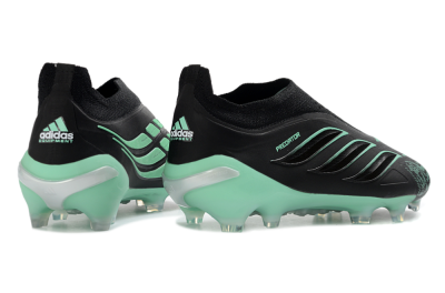 Adidas Predator 26 Elite Laceless FG Firm Ground Soccer Cleats - Black/Aqua Mist/Onyx Black