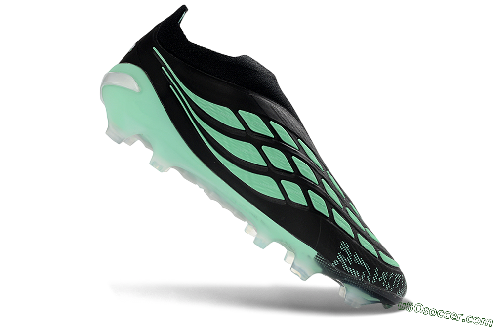 Adidas Predator 26 Elite Laceless FG Firm Ground Soccer Cleats - Black/Aqua Mist/Onyx Black 4