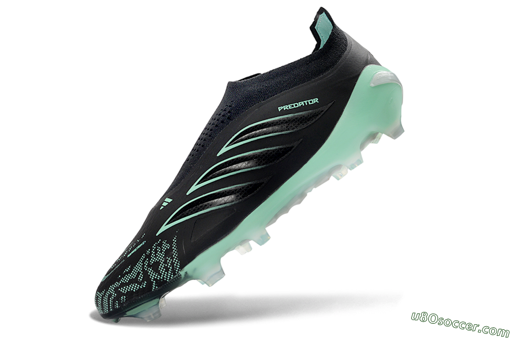 Adidas Predator 26 Elite Laceless FG Firm Ground Soccer Cleats - Black/Aqua Mist/Onyx Black 5
