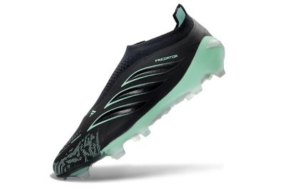 Adidas Predator 26 Elite Laceless FG Firm Ground Soccer Cleats - Black/Aqua Mist/Onyx Black
