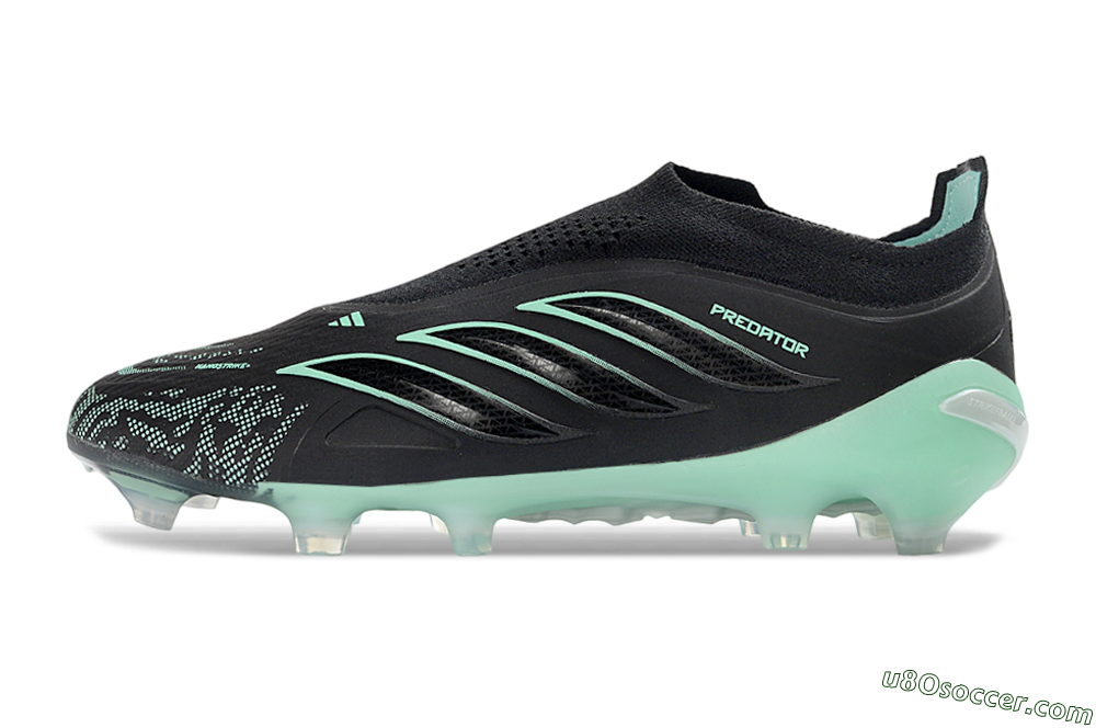 Adidas Predator 26 Elite Laceless FG Firm Ground Soccer Cleats - Black/Aqua Mist/Onyx Black 2