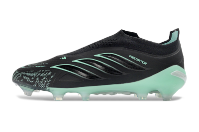 Adidas Predator 26 Elite Laceless FG Firm Ground Soccer Cleats - Black/Aqua Mist/Onyx Black