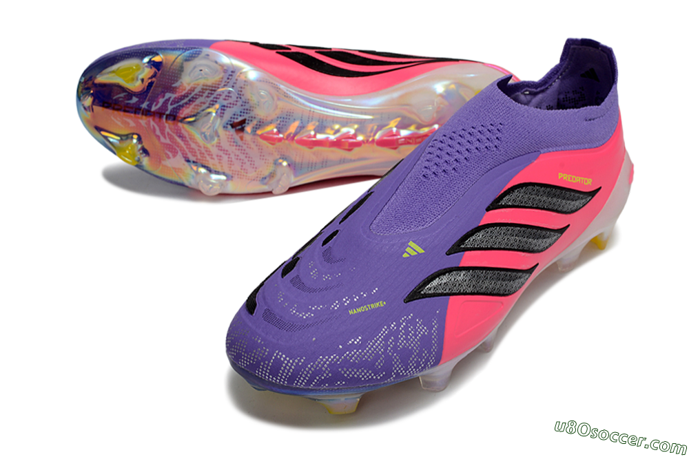 Adidas Predator 26 Elite Laceless FG Firm Ground Soccer Cleats - Purple/Vibrant Pink/Electric Purple 3