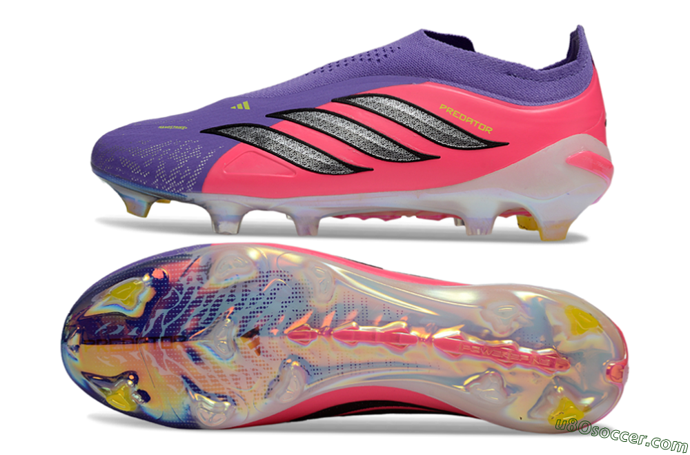 Adidas Predator 26 Elite Laceless FG Firm Ground Soccer Cleats - Purple/Vibrant Pink/Electric Purple 0