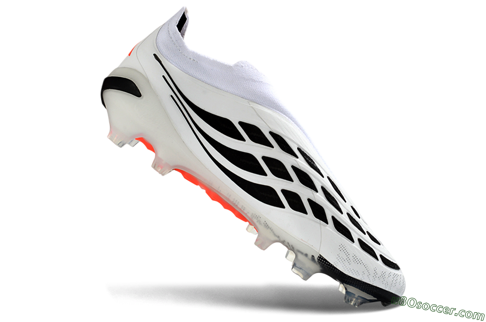 Adidas Predator 26 Elite Laceless FG Firm Ground Soccer Cleats - White/Flame Orange/Black 4