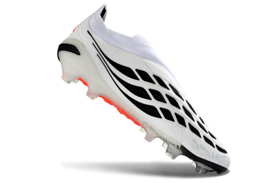 Adidas Predator 26 Elite Laceless FG Firm Ground Soccer Cleats - White/Flame Orange/Black