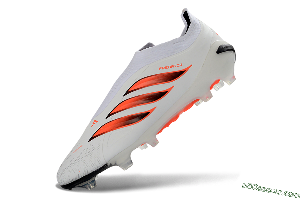 Adidas Predator 26 Elite Laceless FG Firm Ground Soccer Cleats - White/Flame Orange/Black 5