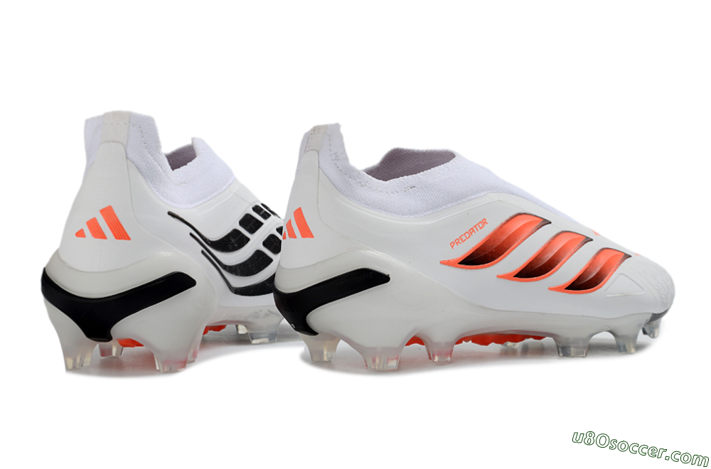 Adidas Predator 26 Elite Laceless FG Firm Ground Soccer Cleats - White/Flame Orange/Black 6