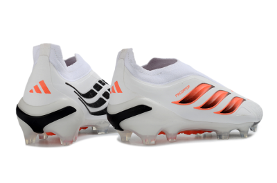 Adidas Predator 26 Elite Laceless FG Firm Ground Soccer Cleats - White/Flame Orange/Black