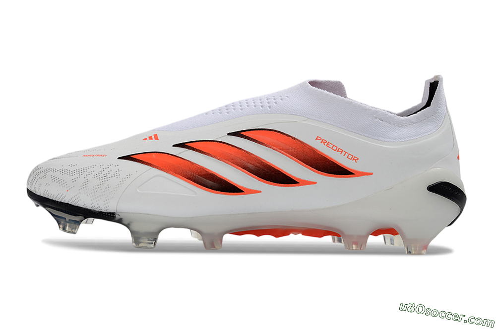 Adidas Predator 26 Elite Laceless FG Firm Ground Soccer Cleats - White/Flame Orange/Black 2