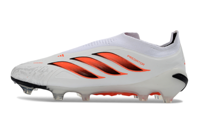 Adidas Predator 26 Elite Laceless FG Firm Ground Soccer Cleats - White/Flame Orange/Black