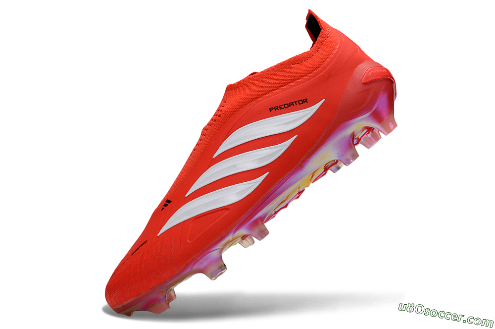 Adidas Predator 26 Elite Laceless FG Firm Ground Soccer Cleats - Red/Fiery Red/Bold White 5