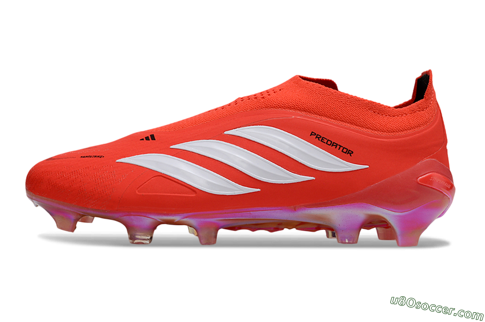 Adidas Predator 26 Elite Laceless FG Firm Ground Soccer Cleats - Red/Fiery Red/Bold White 2